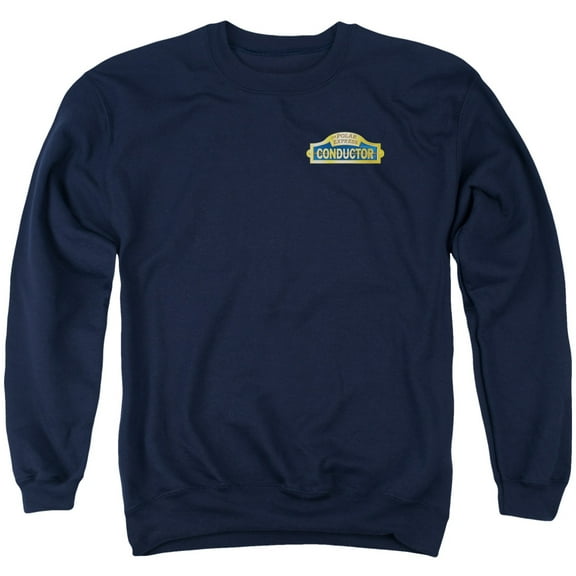 Trevco Sportswear WBM376-AS-1 Polar Express Conductor Adult Crewneck Sweatshirt, Navy - Small