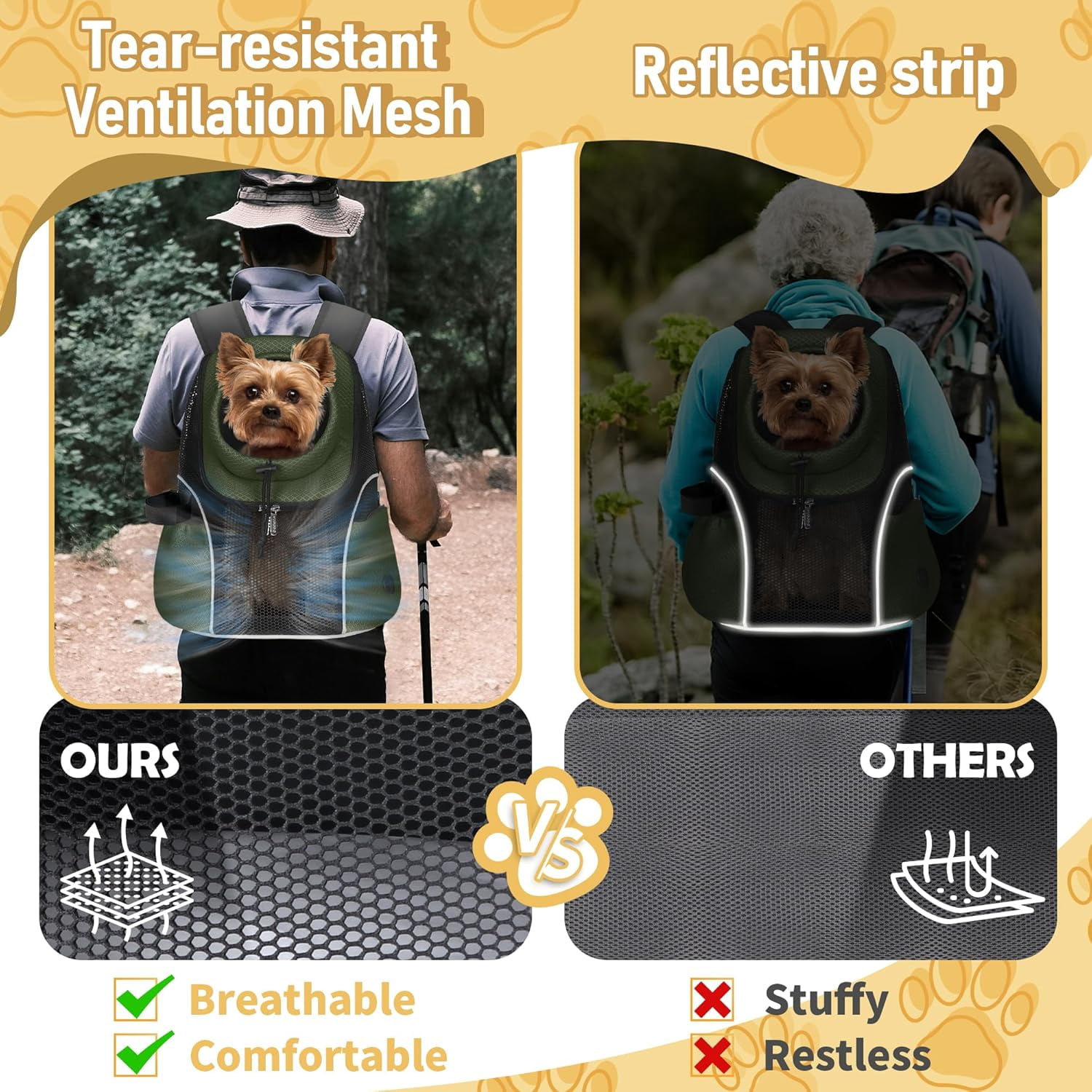 Pet Dog Carrier Backpack Small Dog Front Backpack Ventilated Mesh Dog Travel Back