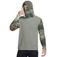thumbnail image 3 of Havenx Men's Camo Upf 50+ Sun Protection Hooded Shirt Long Sleeve Hooded Rapid Dry Hoodie with Mask Uv Protection Shirt Rash Guard Casual Summer Lightweight Athletic Workout Blouses,Green 3XL, 3 of 6