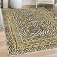 thumbnail image 1 of Abstract Area Rug with Non-Slip Backing, Modern Tiger Skin Inspired Print Leafy Shapes in Weathered Look Design, Quality Carpet for Bedroom and Dorm Room, 4' X 5.7', Mustard, by Ambesonne, 1 of 1