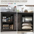 thumbnail image 4 of OKD Farmhouse Sideboard Buffet Cabinet with Storage, 60" Large Kitchen Cabinet w/Sliding Barn Doors and 4 Drawers, 31.2'' Tall Rustic Wood Coffee Bar Table for Dining Room, Dark Rustic Oak, 4 of 6