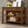thumbnail image 7 of Royard Oaktree 42" Console Table w/2 Storage Drawers, Mid-Century Wood Entryway Sofa Table w/Shelves, 7 of 7