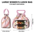 thumbnail image 5 of Pink and Gold Marble Texture Drawstring Lunch Bag Women - Drawstring Lunch Bag Insulated for Work Office - Stain-Resistant Large Lunchbags for Women with Multi-Pockets, 5 of 6