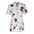 thumbnail image 3 of DYMADE Women Short Sleeve Stand-Up Collar Pullover Tops Floral Print Basic Blouse, 3 of 6