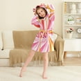thumbnail image 3 of FORMRS Niños Bathrobe Unisex Hooded Robe Soft Plush Pajamas Sleepwear, Size 10-12T, Swirling Lines, 3 of 7
