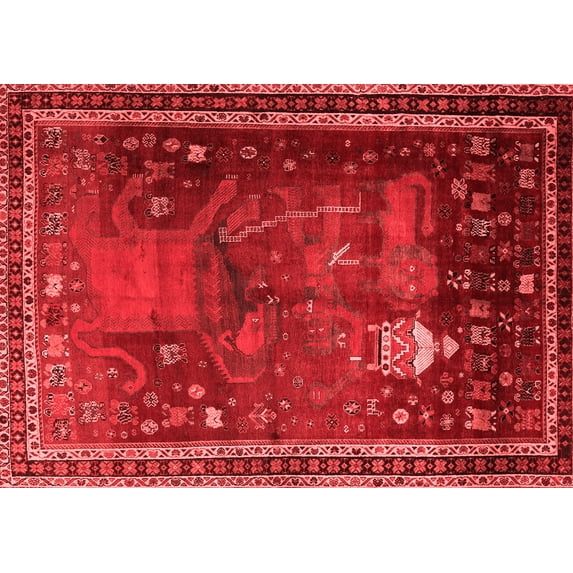 Ahgly Company Indoor Rectangle Animal Red Traditional Area Rugs, 5' x 8'
