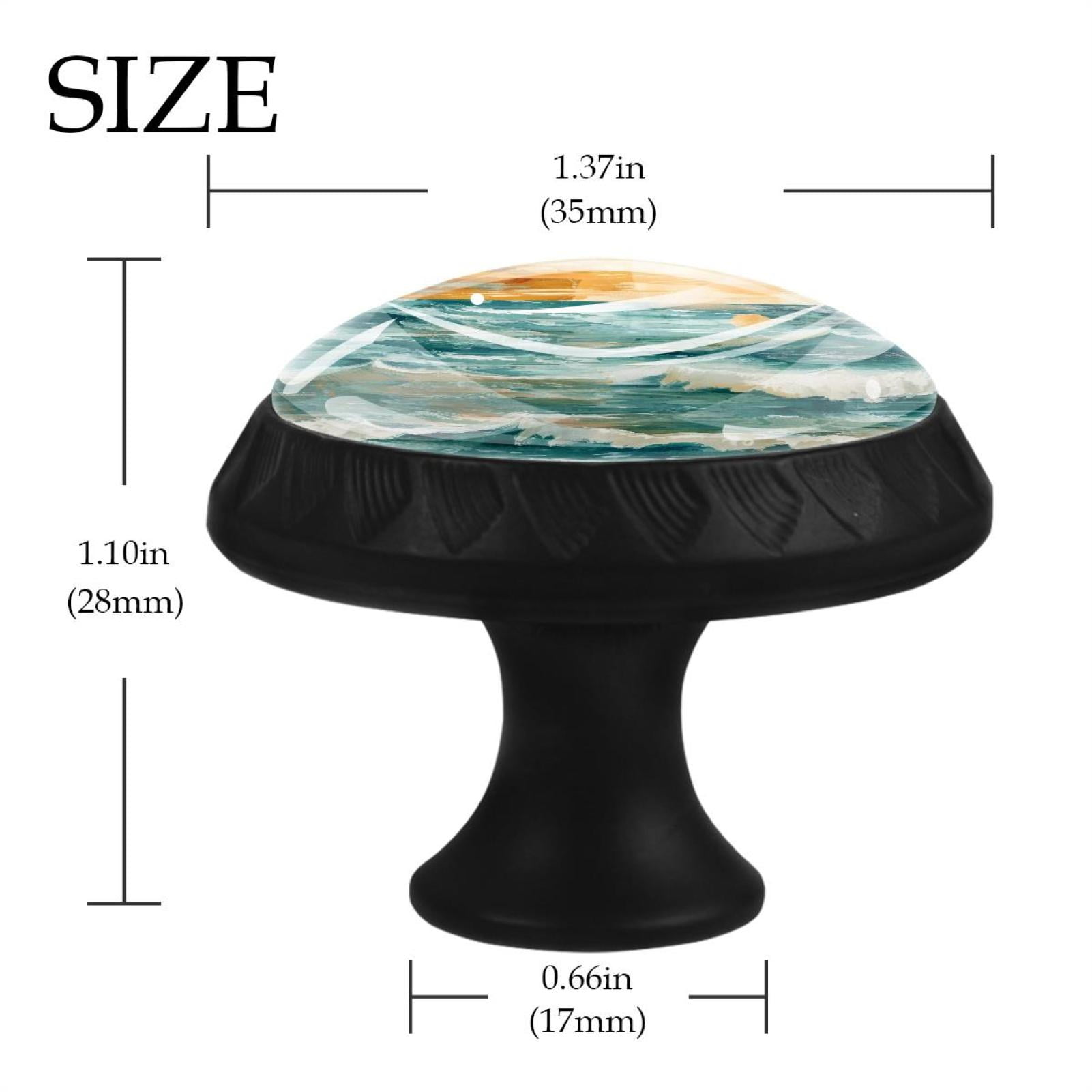 12 Pack Round Glass Drawer Knobs For Kitchen Cabinet With Screws, Boho Beach Coastal Teal Ocean Sunrise Pattern Crystal Diamond Shaped Cupboard Knobs For Kitchen Office Bathroom