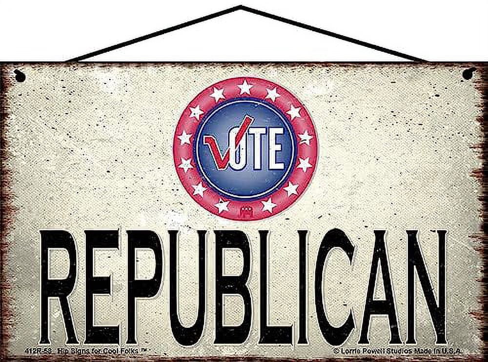 5x8 Vintage Style Sign With Red Vote Seal Saying
