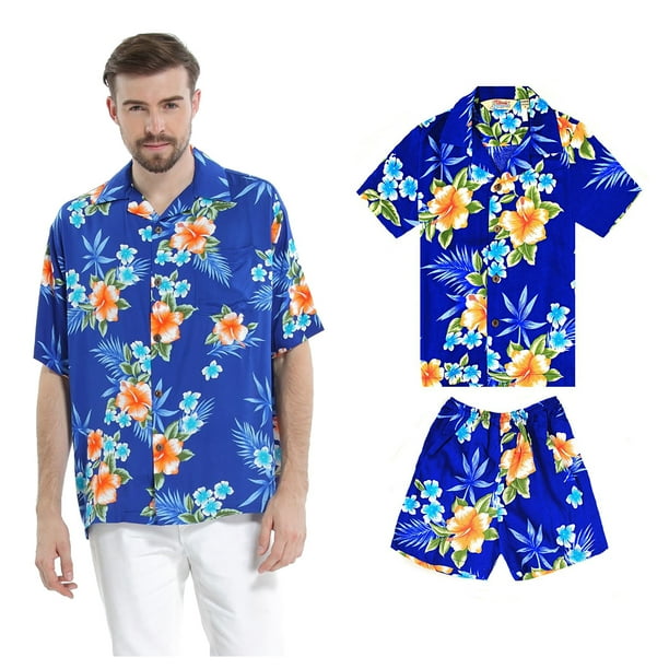 Hawaii Hangover  Matching Hawaiian Luau Outfit Men Boy Shirts in Hibiscus Blue  Walmart.com