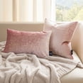 thumbnail image 3 of Phantoscope Set of 2 Sparkling Velvet Throw Pillow Covers 12 x 20, Soft Gold Glitter Decorative Cushion Covers for Couch Bed Chair, Blush Pink, 3 of 8