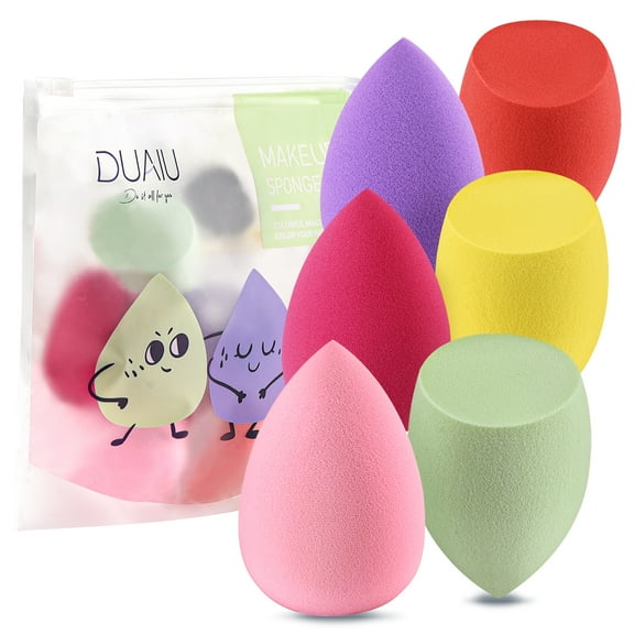 DUAIU Makeup Sponge Set 6PCS Multicolored Blenders Beauty Non-Latex Beauty Sponge for Foundation Creams Liquid and Powders