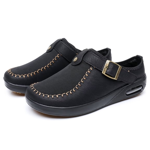 Mens Wide Clogs Diabetic Mules - Adjustable Buckle Strap Potato Shoes, Zero Drop Slip-On Clogs for Swollen Edema Feet, Wide Width Indoor & Outdoor Walking Shoes