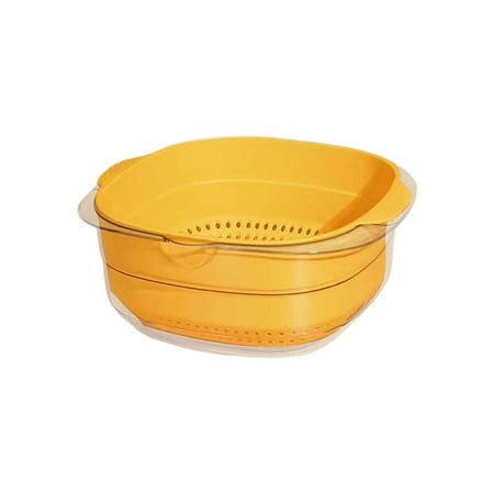 

Multifunction Kitchen Fruit Drain Basket Food Storage Basket Vegetables Washing Bowl for Vegetables Fruits Meat Cleaning Mixing Detachable yellow