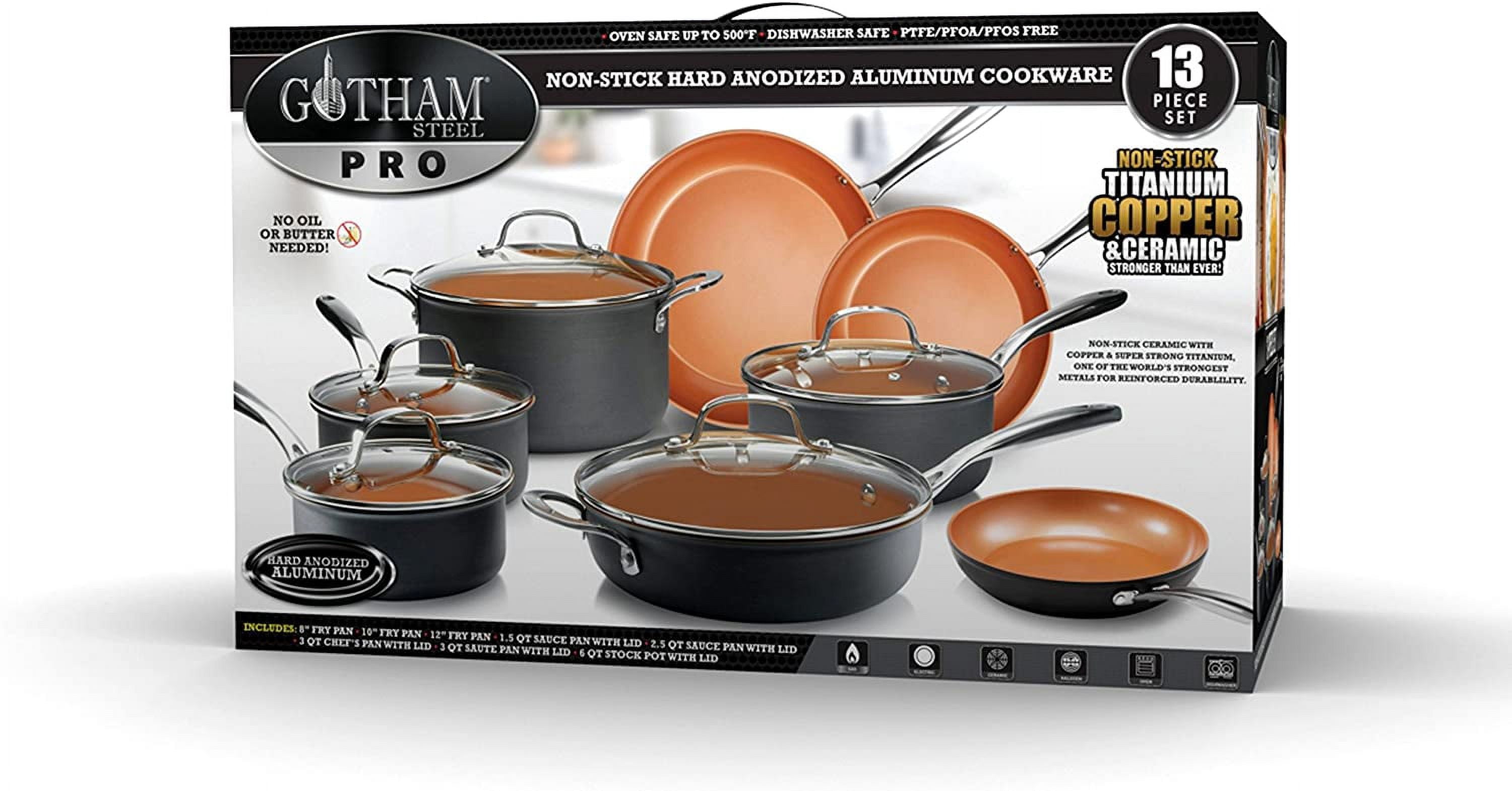 Gotham Steel Pro Hard Anodized Cookware Set, 13 pc - Fry's Food Stores