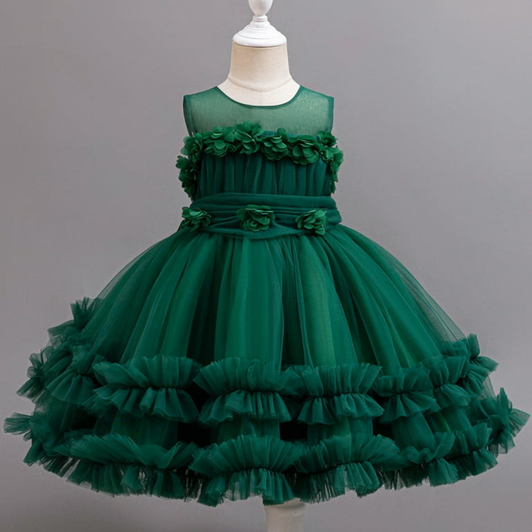 green party dress for toddler Emerald Green Tulle Dress Flower Girl Dress Satin Dress Baby Girls Dresses Toddler Girl Birthday Gown Dress Occasion Tutu Party Dress