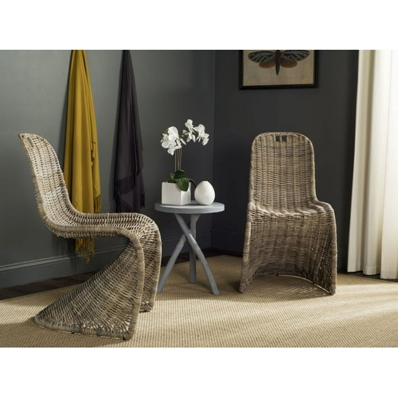 SAFAVIEH Cilombo 19''H Wicker Dining Chair Grey
