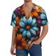 thumbnail image 1 of Balery Colorful Blooming Flowers Camisa Casual de Manga Corta con Botones para Hombre, Texturizada, Estilo Cubano, para Playa, Verano-Medium, 1 of 5