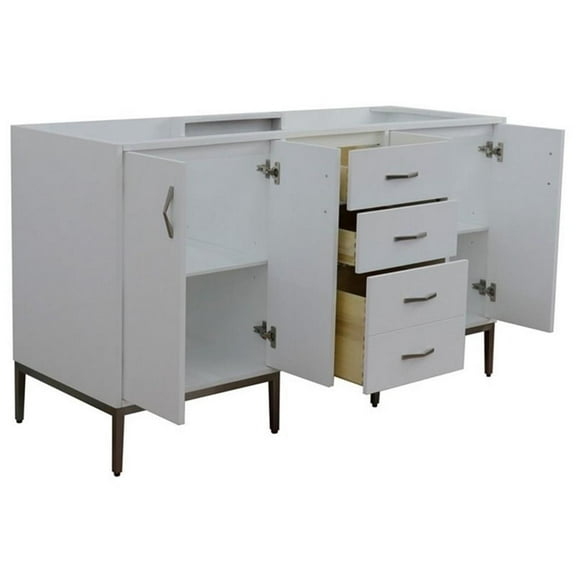 Tivoli 60" Modern Double Solid Wood Vanity in White (Cabinet Only)
