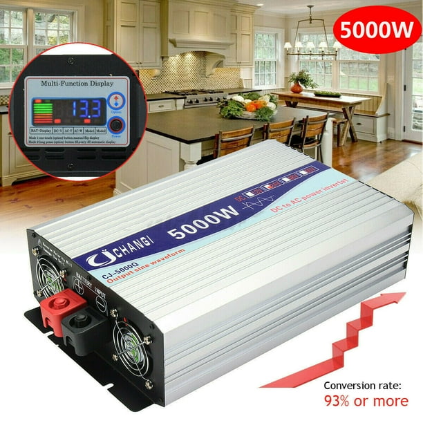 5000W Pure Sine Wave Power Inverter DC 12V to AC 110V Converter for