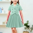 thumbnail image 2 of KyCheLot Girl's Skirt Set School Uniform Short Sleeve Buttons Collared Tops with Pleated Skirts 2 Piece Outfits 2-8 Years, 2 of 6