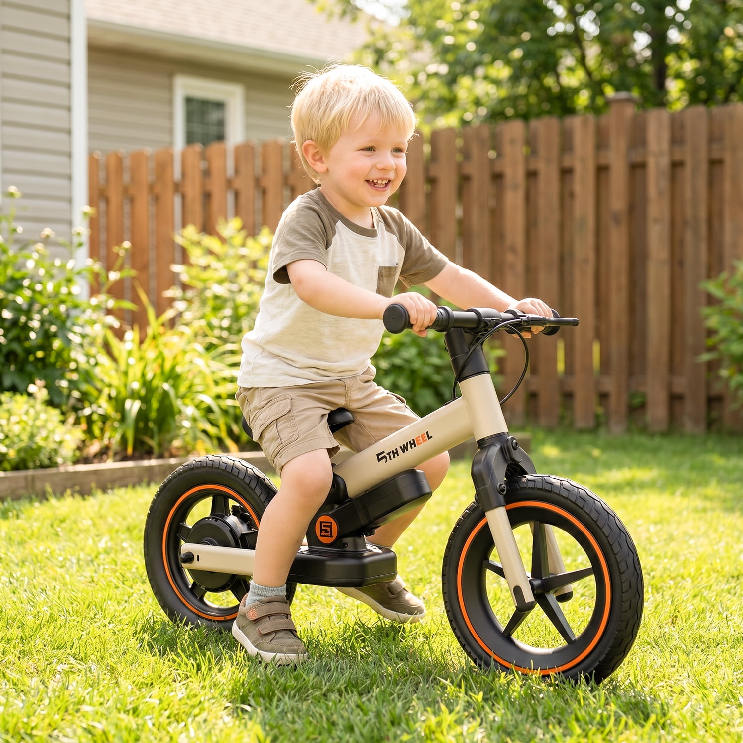5TH WHEEL DP-T12 / KB09 Electric Bike for Kids, 150W Electric Balance Bike Ages 3-8 Years Old, 12" Pneumatic Tire with Dual Brake, 3 Speed Modes Kid Electric Motorcycle,Yellow