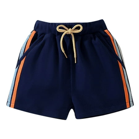 Mercatoo Kids Summer Sports Jogger Shorts Baby Boy Striped Knit Tie Shorts Toddler Beach Casual Shorts 1 to 7 Years