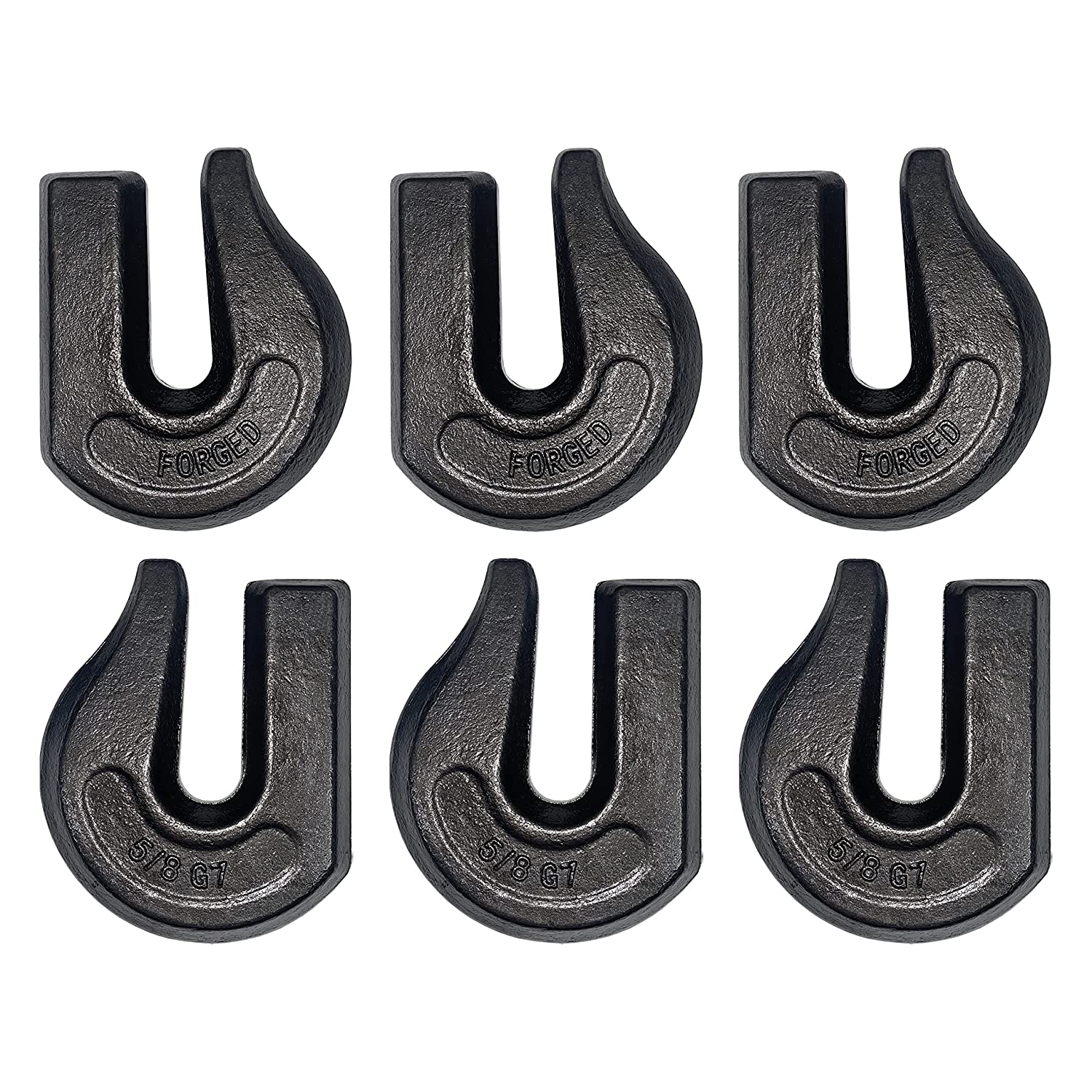 6 Pack Heavy Duty 5/8" Weld On Grab Hook, Grade 70 Clevis Chain Hook
