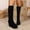 Black, variant on Women's Knee High Boots, Platform Dress Boots with Round Toe, Fashion Comfortable Wedge Heel Boots for Casual, Work, Party