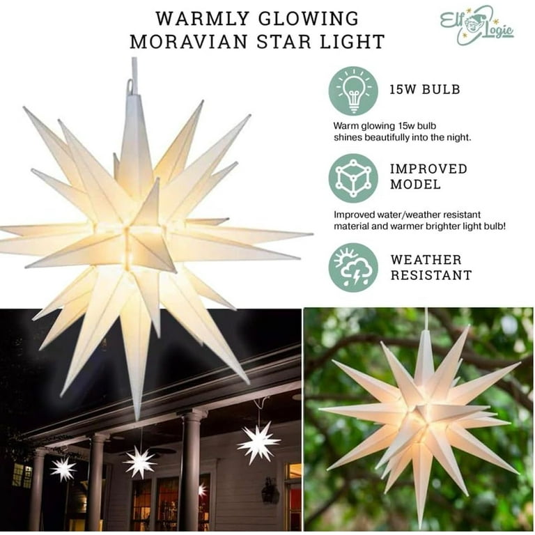 White LED Moravian Star - Wintergreen Corporation