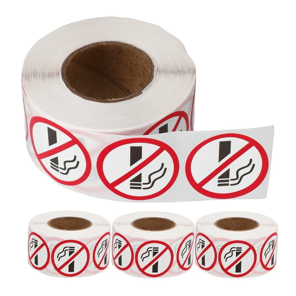 No Smoking Sign Stickers Self Adhesive Coated Sticker for Home Decoration Red Color 4 Rolls