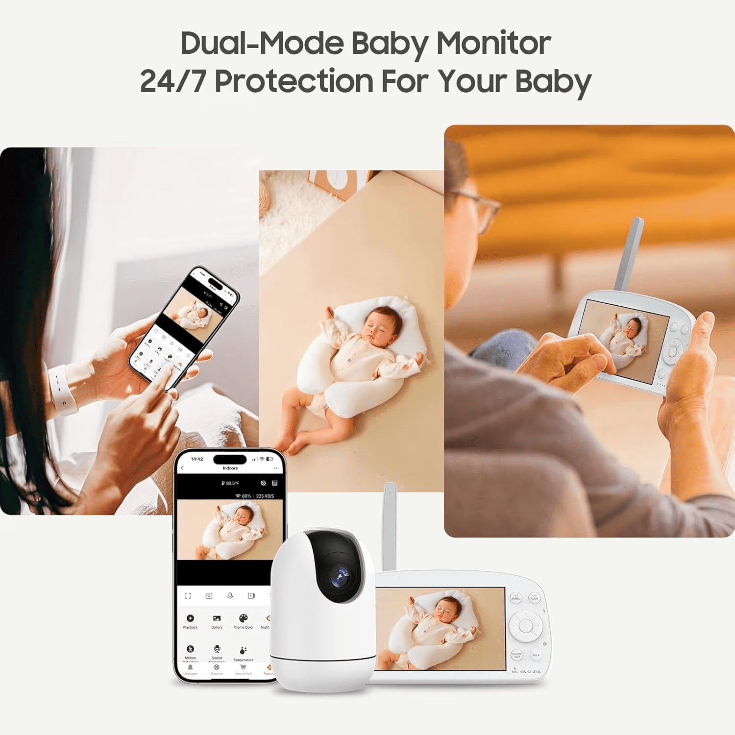 NZINZI 5.5" 1080P Smart WiFi Baby Monitor with Remote Pan-Tilt