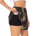 thumbnail image 3 of Lsque Palatial Style Flower Rabbit Printed Women's Running Shorts with Liner Pockets,Elastic Quick Dry Workout Athletic Gym Yoga Shorts,Womens High Waist Shorts-X-Large, 3 of 9