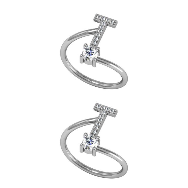 Guardurnaity Cobre letra mayúscula anillo abierto portátil diamantes de imitación anillos de compromiso casa Oficina decorativo maquillaje T 2Conjunto