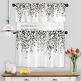 thumbnail image 4 of Alishomtll Kitchen Curtains and Valances Sets Grey Floral Print Kitchen Curtains 3 Piece Set 36 Inches Long,Rod Pocket, 4 of 9