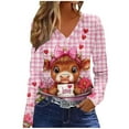 thumbnail image 2 of Xuyuer Valentine's day Women Long Sleeve Tops Dressy Casual V Neck Tshirts Basics Tee 2025 Fall Trendy Clothes S-2XL, 2 of 5