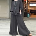 thumbnail image 2 of Conjunto de 2 Piezas de y Algodón para Mujer, Camisa de Larga Extragrande, Pantalones Holgados con Cintura Elástica y 2 Bolsillos. Gris Oscuro S, 2 of 3
