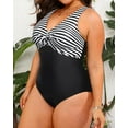 thumbnail image 3 of GFDYREE Women Plus Size One Piece Swimsuits V Neck Tummy Control Bathing Suits Front Cross Swimwear, 3 of 7
