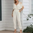 thumbnail image 7 of Riforla Jumpsuit for Womens Dressy Casual 2024 Romper Cold Shoulder Outfits for Summer Jumpsuits for Women White XL, 7 of 7