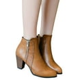 thumbnail image 4 of WEAIXIMIUNG Bottes au-Dessus du Genou pour Femmes Rétro Occidental Talons Carrés Couleur Unie Fermeture Éclair Bottines Bout Rond Chaussures, 4 of 9