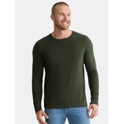 George Mens and Big Mens Cotton Crewneck Tee with Long Sleeves, 3-Pack, Sizes XS-3XL