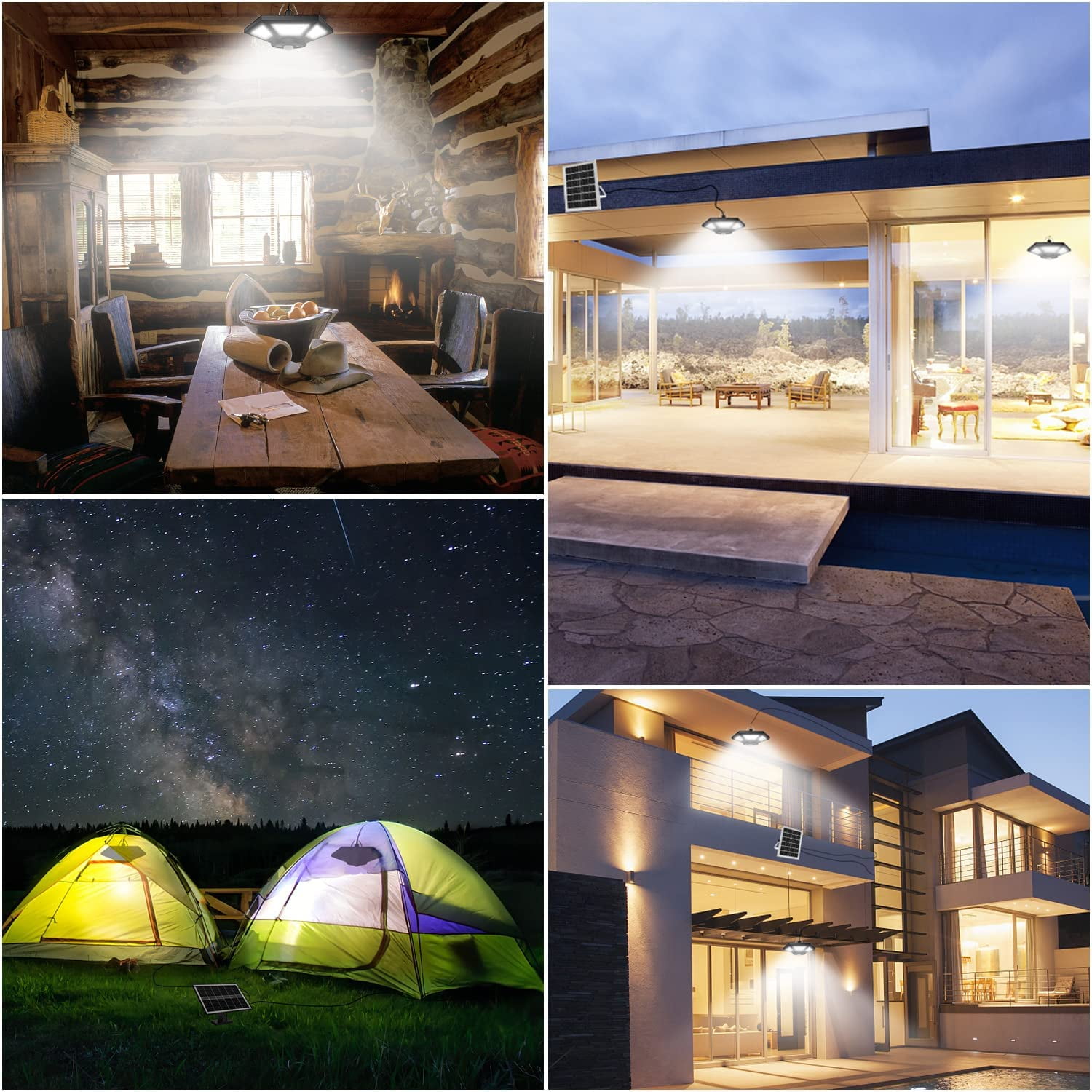 Solar Shed Light Indoor Outdoor Auzev Solar Powered Pandent Daytime Work Lights with 5 Lighting Modes & 3 Timers, 180LED Solar Indoor Lights Motion Sensor with Remote Control 2 Pack