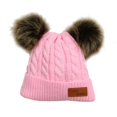 thumbnail image 5 of Kids Beanie Knit Double Pompom Hat for Children Birthday Casual Wear Pink 1Pack, 5 of 5
