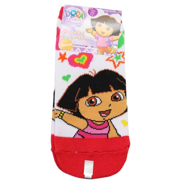 Dora The Explorer Dora The Explorer Stars And Hearts Hot Pink White Socks Size 6 8 1 Pair Walmart Com Walmart Com