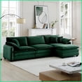 thumbnail image 6 of 3-Seater L-Shaped Sectional Sofa with Matching Footrest – Green Corduroy | Cushion Back | Flared Arms | Living Room Retro-Modern Comfort, 6 of 14
