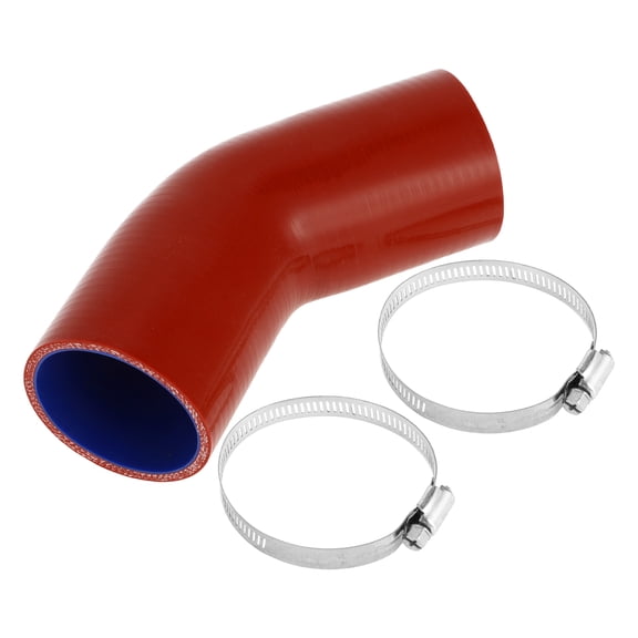 Unique Bargains 1 Set 63mm/2.48" ID 102mm/4.02" Length 45 Degrees Red Blue Car Silicone Hose with Clamps Coolant Hose Universal