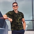 thumbnail image 4 of Balery Gold Gloss Outline Floral Camisa Polo de Hombre con Estampado, de Manga Corta y Tejido Medio, Camisa Tipo Golf Polo-Large, 4 of 6