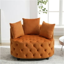 JERFIT Modern Velvet Accent Chair, Barrel Chair for Living Room, Comfortable Foam Upholstered Lounge Chair in Orange