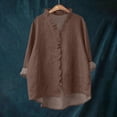 thumbnail image 4 of ZJXFGS Vintage Blouse Women Ruffle Blouse for Women Women'S V Neck Button Down Blouse Top Shirt Petite Tops for Women Brown XL, 4 of 5