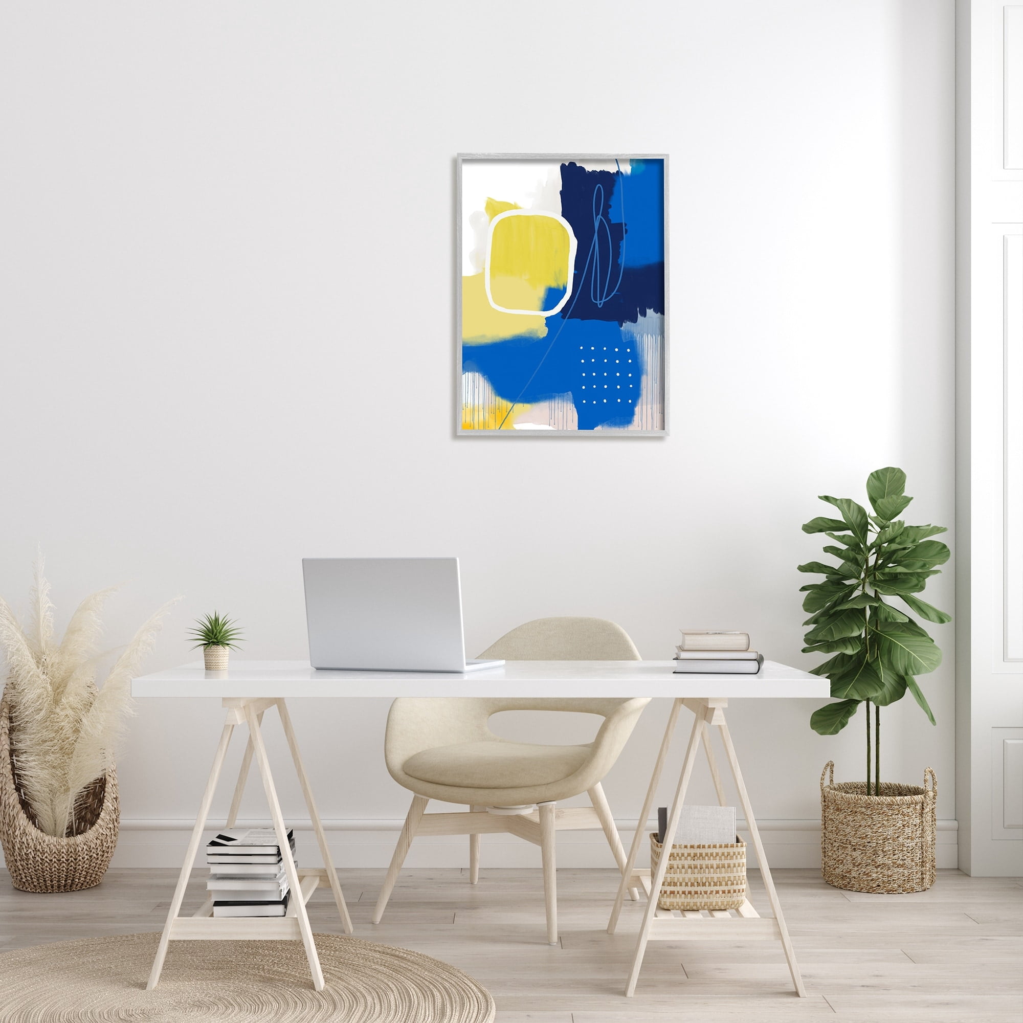 Stupell Industries Bold Blue Yellow Shape Collage Vibrant Modern Abstraction, 24 x 30, Design by Urban Epiphany
