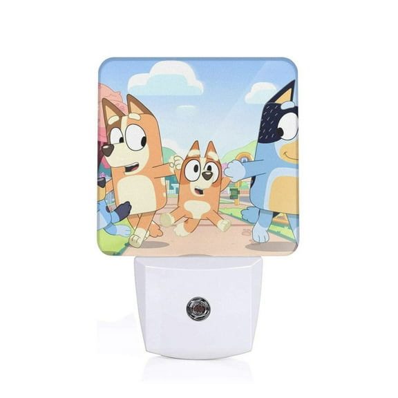 Silaia Bluey Print LED Dimmable Night Light, Plug in Night Light with Dusk to Dawn Sensor,Efficient Decor Desk Lamp,Bright Mini Wall Night Light for Kids Room, Stairway-EU